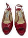 Jimmy Choo Shoe Size 37.5 Red Patent Leather Peep Toe Slingback Stiletto Pumps Red / 37.5