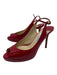 Jimmy Choo Shoe Size 37.5 Red Patent Leather Peep Toe Slingback Stiletto Pumps Red / 37.5