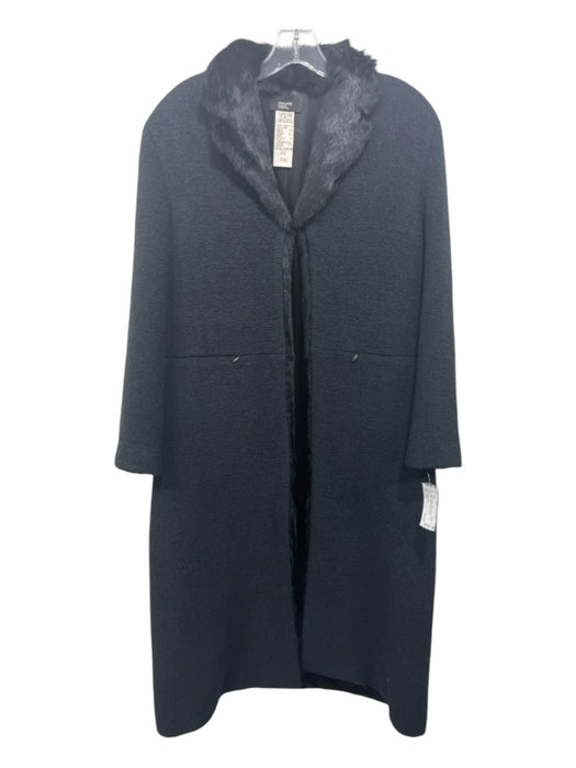 Philippe Adec Size 8/42 Black Mohair & Virgin Wool Trench Hook Coat Black / 8/42