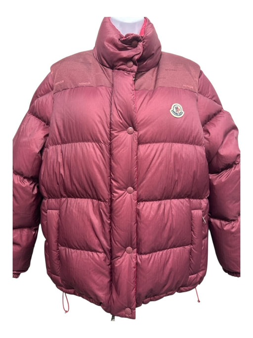 Moncler Size 1/S Maroon Red Polyamide Goose Down Puffer Zip & Snap Close Jacket Maroon Red / 1/S