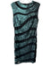 Rena Lange Size 8 Teal & Black Polyester Sleeveless Striped Sequins Mesh Dress Teal & Black / 8
