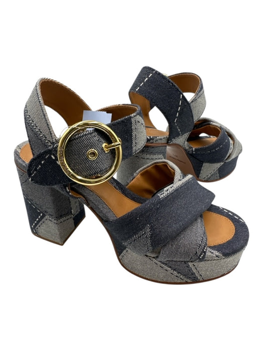 See By Chloe Shoe Size 37.5 Dark Blue & White Canvas Criss Cross Sandals Dark Blue & White / 37.5