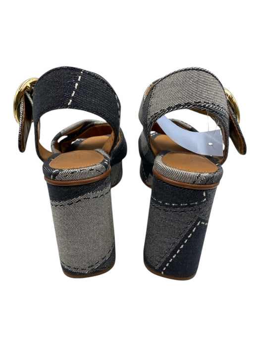 See By Chloe Shoe Size 37.5 Dark Blue & White Canvas Criss Cross Sandals Dark Blue & White / 37.5