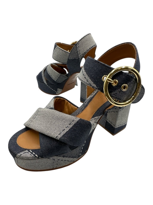 See By Chloe Shoe Size 37.5 Dark Blue & White Canvas Criss Cross Sandals Dark Blue & White / 37.5