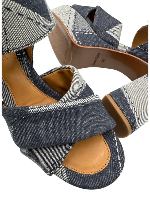 See By Chloe Shoe Size 37.5 Dark Blue & White Canvas Criss Cross Sandals Dark Blue & White / 37.5
