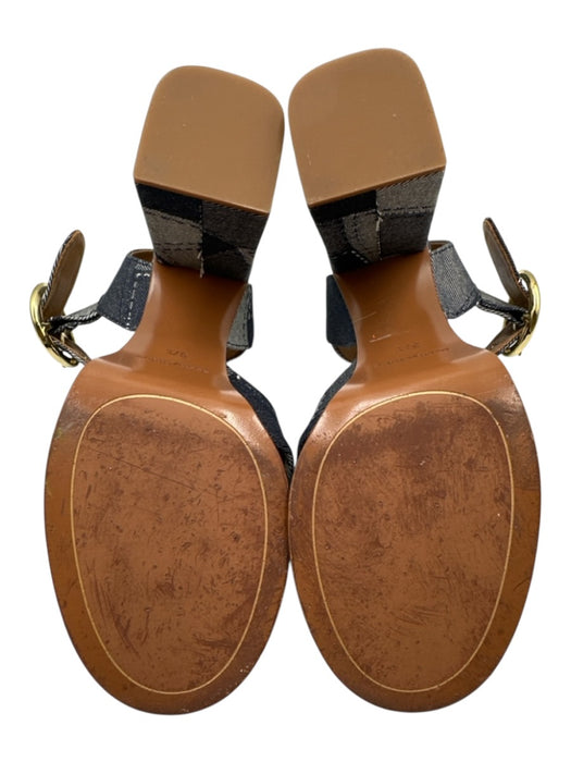 See By Chloe Shoe Size 37.5 Dark Blue & White Canvas Criss Cross Sandals Dark Blue & White / 37.5