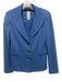 St. John Size 6/4 Blue Wool & Rayon Gold Buttons Blazer Elastic Waist Short Set Blue / 6/4