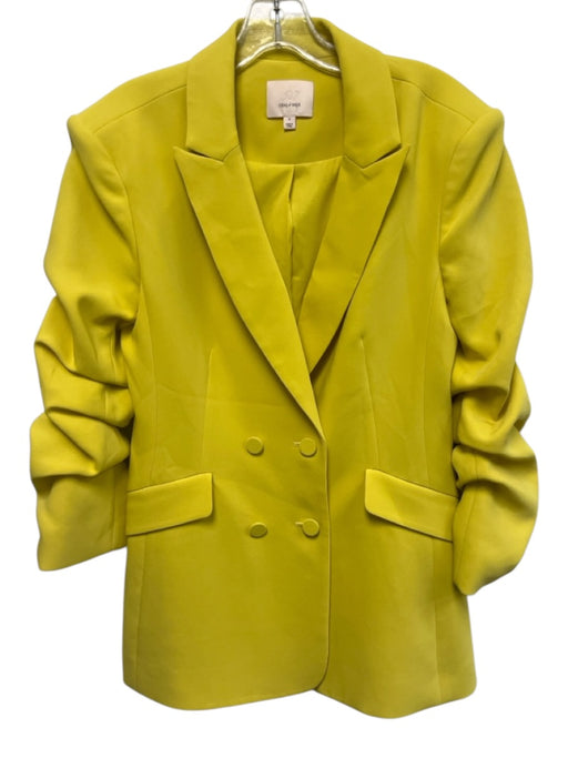5a7 Cinq a Sept Size 4 Yellow Triacetate & Polyester Shoulder Pads Blazer Jacket Yellow / 4