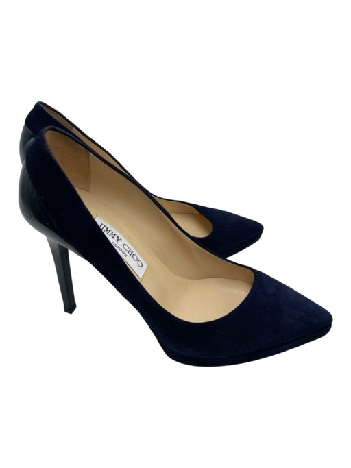 Jimmy Choo Shoe Size 38 Deep Navy Suede & Patent Leather Pointed Toe Pumps Deep Navy / 38