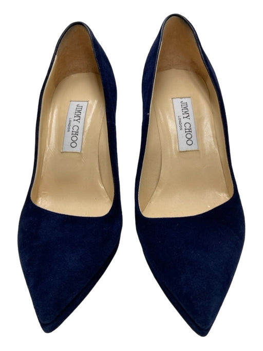 Jimmy Choo Shoe Size 38 Deep Navy Suede & Patent Leather Pointed Toe Pumps Deep Navy / 38