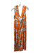 Erdem Size 4 Orange, Gray, White Viscose Floral Sleeveless Midi Dress Orange, Gray, White / 4