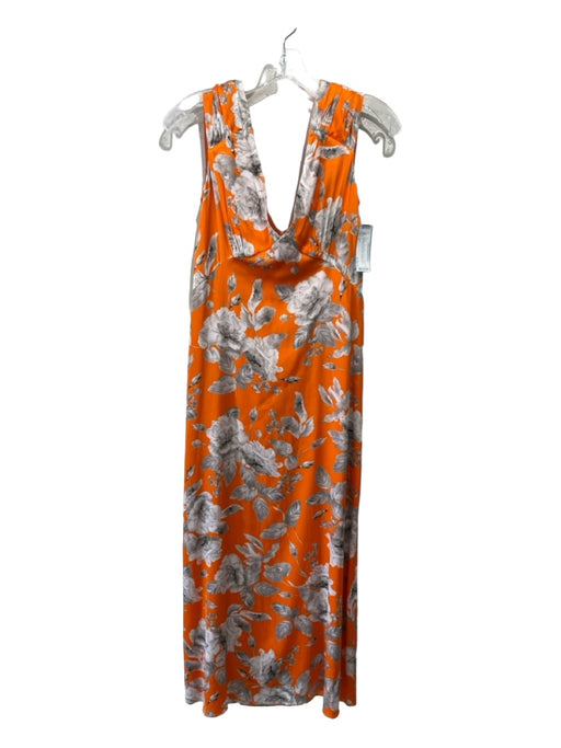 Erdem Size 4 Orange, Gray, White Viscose Floral Sleeveless Midi Dress Orange, Gray, White / 4