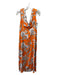 Erdem Size 4 Orange, Gray, White Viscose Floral Sleeveless Midi Dress Orange, Gray, White / 4