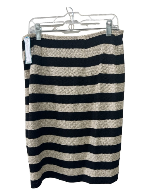 St John Size 2 Tan & black Rayon Blend Striped Back Zip Above Knee Skirt Tan & black / 2