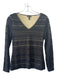 Escada Size S Black & Tan Polyester Lace Overlay Long Sleeve V Neck Top Black & Tan / S