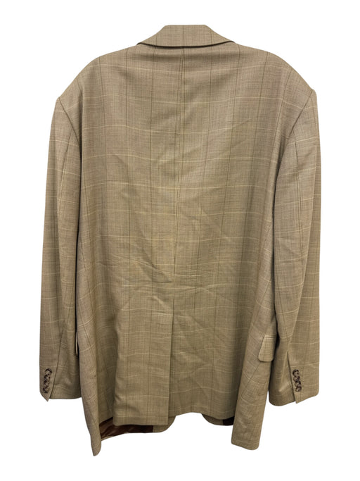 No Brand Made in Portugal Tan Wool Plaid 3 button Men's Blazer Tan / 46