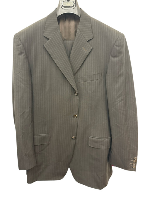 Canali Black Wool Striped 3 button Men's Suit Black / 54