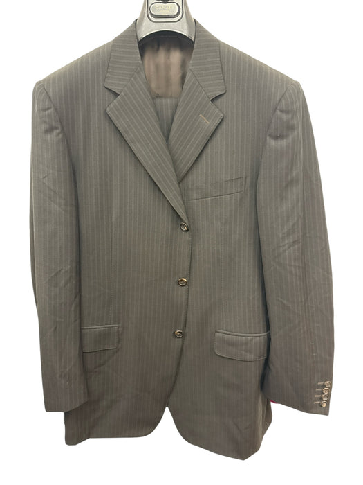 Canali Black Wool Striped 3 button Men's Suit Black / 54