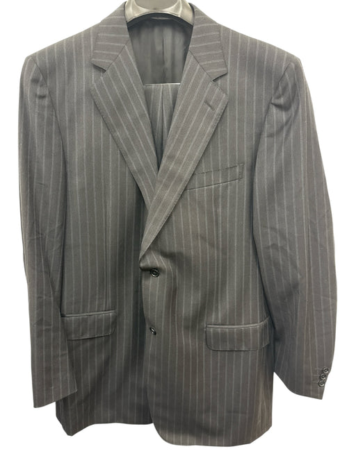 Canali Black & Gray Wool Striped 2 Button Men's Suit Black & Gray / 56