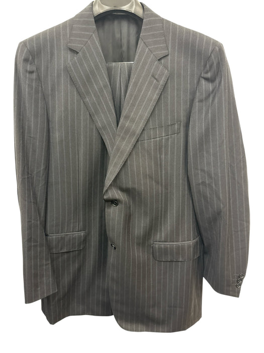 Canali Black & Gray Wool Striped 2 Button Men's Suit Black & Gray / 56