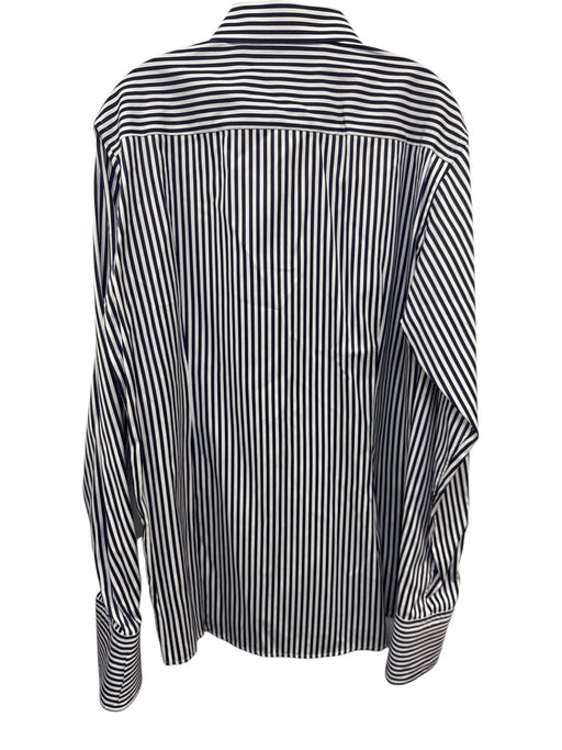 Eton Size 17 Purple & White Cotton Striped Button Up Men's Long Sleeve Shirt Purple & White / 17