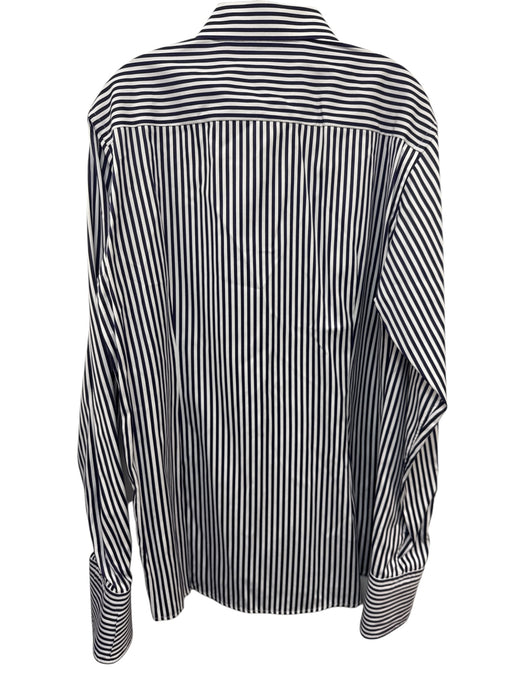 Eton Size 17 Purple & White Cotton Striped Button Up Men's Long Sleeve Shirt Purple & White / 17
