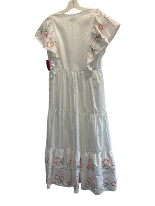 CROSBY by Mollie Burch Size S White, Pink & Green Cotton Ruffle Cap Sleeve Dress White, Pink & Green / S