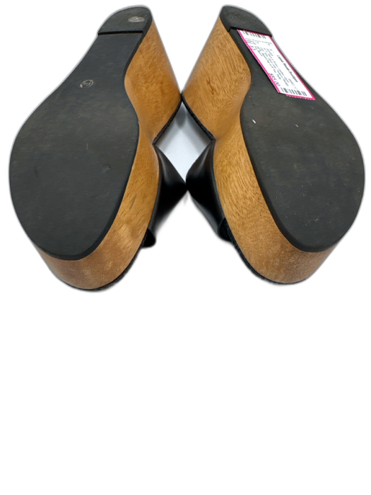 Tory Burch Shoe Size 8.5 Black & Brown Leather Upper Logo Slide Sandals Black & Brown / 8.5