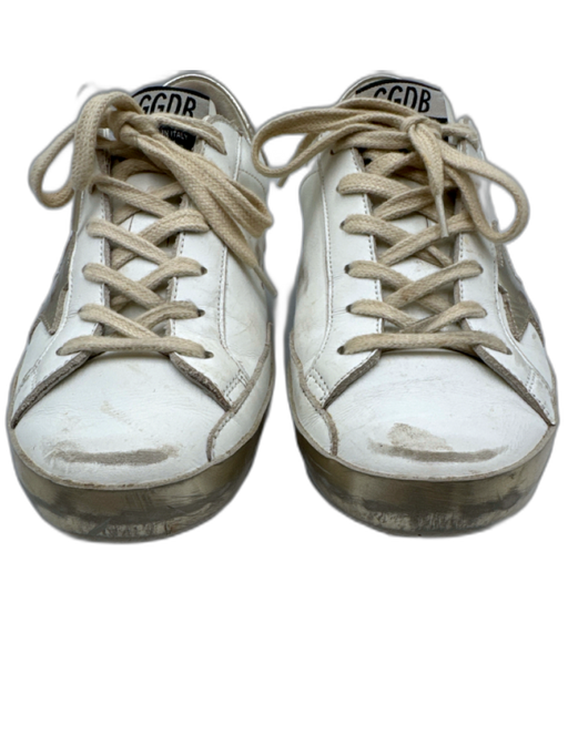 Golden Goose Shoe Size 39 White & Silver Leather Upper Distressed Sneakers White & Silver / 39