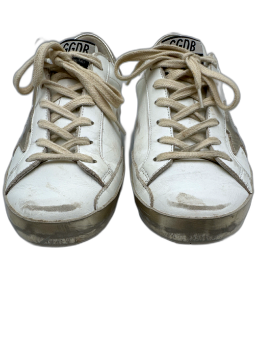 Golden Goose Shoe Size 39 White & Silver Leather Upper Distressed Sneakers White & Silver / 39