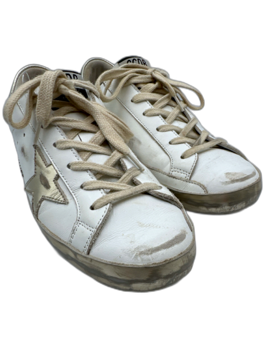 Golden Goose Shoe Size 39 White & Silver Leather Upper Distressed Sneakers White & Silver / 39