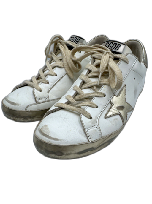 Golden Goose Shoe Size 39 White & Silver Leather Upper Distressed Sneakers White & Silver / 39