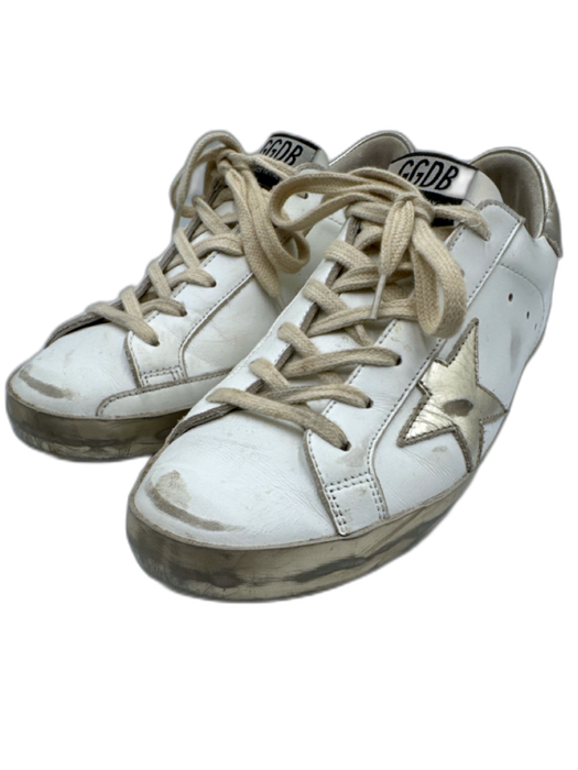 Golden Goose Shoe Size 39 White & Silver Leather Upper Distressed Sneakers White & Silver / 39