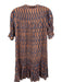 Oliphant Size M Blue & Orange Cotton Short Puff Sleeve Abstract Print Dress Blue & Orange / M