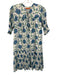 Oliphant Size M Green, Blue, White Cotton Short Puff Sleeve Floral Print Dress Green, Blue, White / M