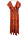 Alden Adair Size S Orange & Blue Cotton Blend Big Cat Print V Neck Tiered Dress Orange & Blue / S