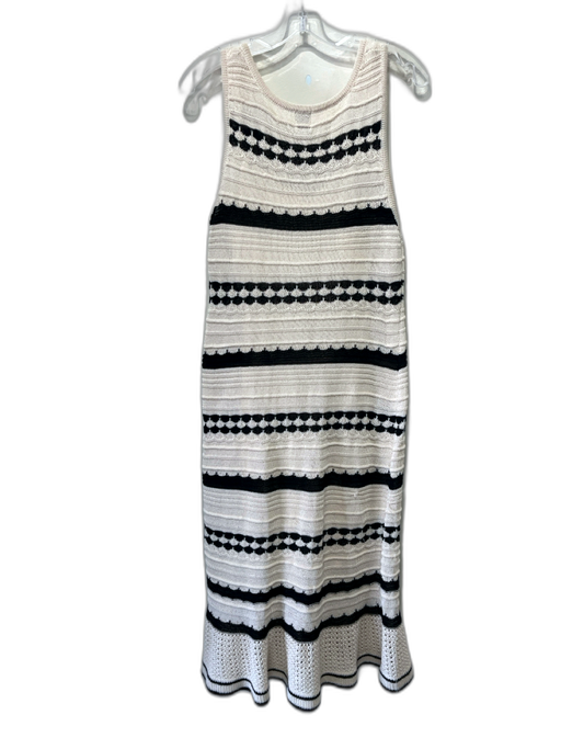 Joie Size L Cream & Black Polyester Knit V Neck Sleeveless Slip Inc. Dress Cream & Black / L
