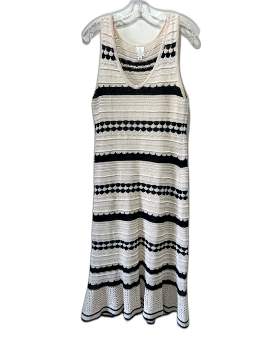 Joie Size L Cream & Black Polyester Knit V Neck Sleeveless Slip Inc. Dress Cream & Black / L