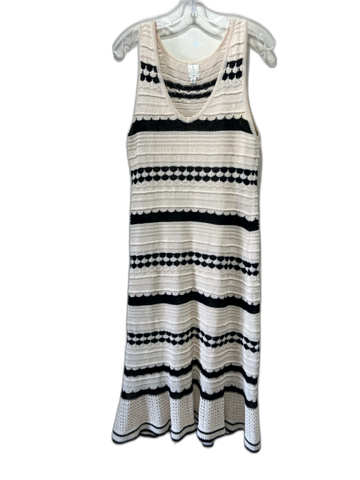 Joie Size L Cream & Black Polyester Knit V Neck Sleeveless Slip Inc. Dress Cream & Black / L