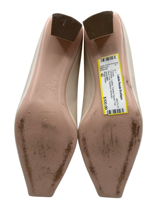 Roger Vivier Shoe Size 42 Off White Leather Pointed Square Toe Block Heel Pumps Off White / 42