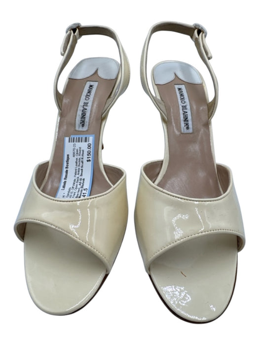 Manolo Blahnik Shoe Size 41.5 Off White Patent Leather Open Front Sandals Off White / 41.5