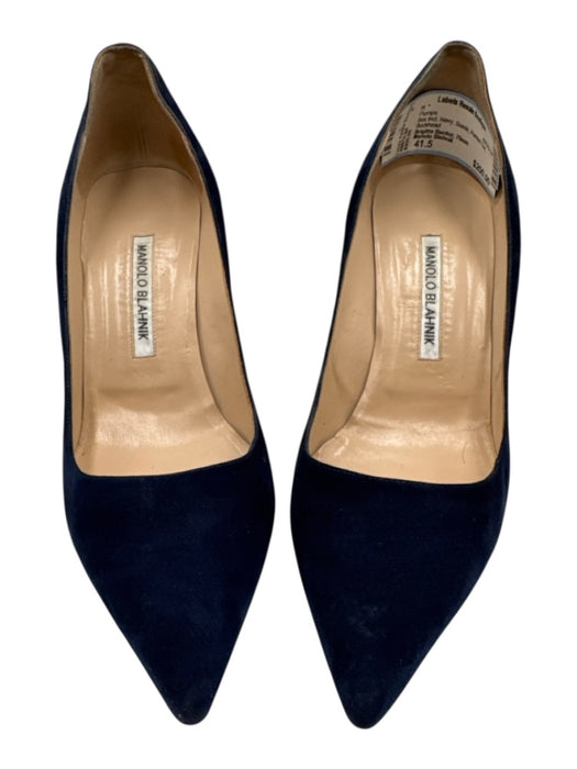 Manolo Blahnik Shoe Size 41.5 Navy Suede Pointed Toe Pumps Navy / 41.5
