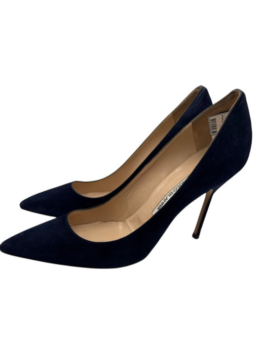 Manolo Blahnik Shoe Size 41.5 Navy Suede Pointed Toe Pumps Navy / 41.5