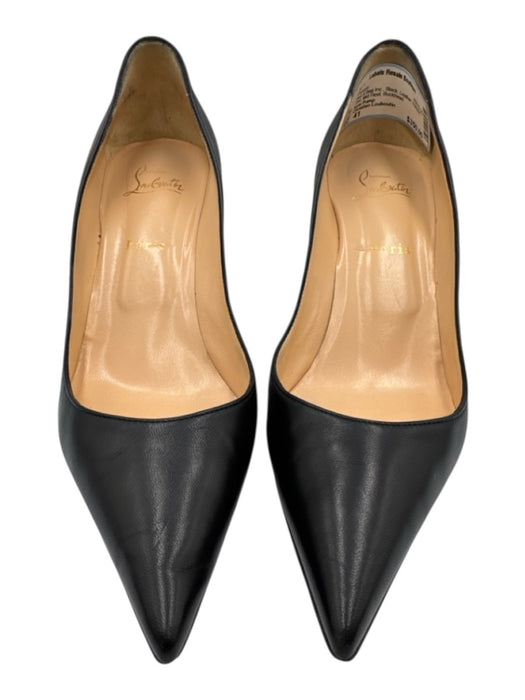Christian Louboutin Shoe Size 41 Black Leather Pointed Toe Mid Heel Pumps Black / 41