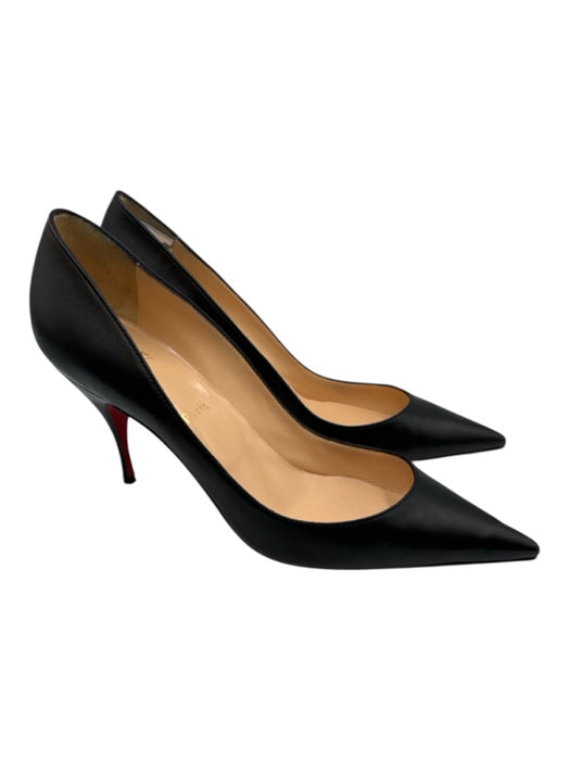 Christian Louboutin Shoe Size 41 Black Leather Pointed Toe Mid Heel Pumps Black / 41