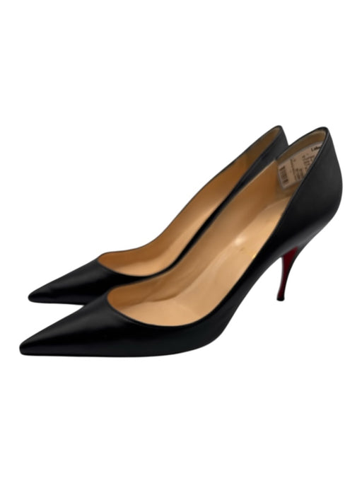 Christian Louboutin Shoe Size 41 Black Leather Pointed Toe Mid Heel Pumps Black / 41