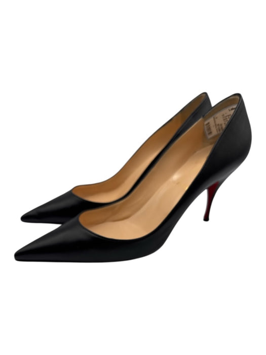 Christian Louboutin Shoe Size 41 Black Leather Pointed Toe Mid Heel Pumps Black / 41