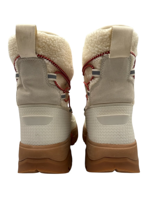 Hunter Shoe Size 11 Cream & Red Fleece Round Toe Cord Detail Mid Calf Boots Cream & Red / 11