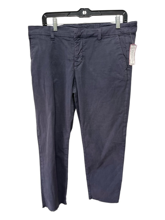 Frank & Eileen Size 10 Navy Slate Cotton Hook & Zip Tapered Slim Raw Hem Pants Navy Slate / 10