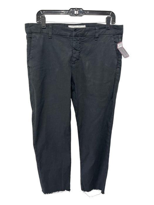 Frank & Eileen Size 10 Black Cotton & Flex Hook & Zip Slim Fit Raw Hem Pants Black / 10